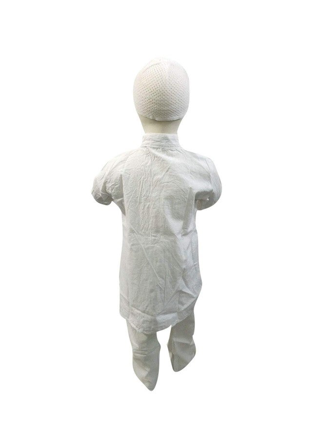 BookMyCostume Muslim Boy White Kurta Pyjama & Cap Indian State Fancy Dress Costume for Boys and Adults 10-12 years - Image 3